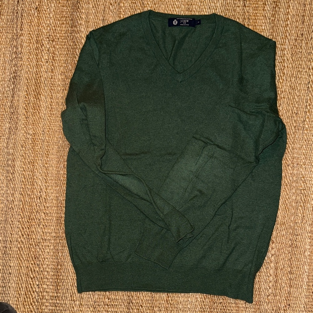 J. Crew Factory Forest Green V-Neck Sweater